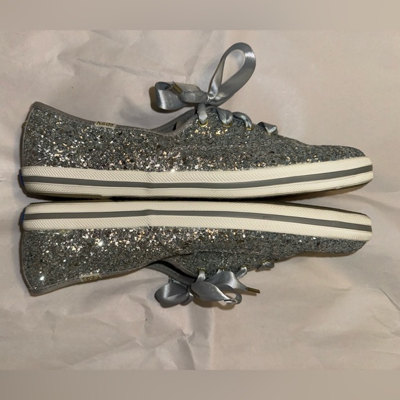 Keds X Kate New York Silver Glitter Champion Sneakers, Size 8.5 - Picture 6 of 10